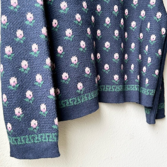 NWOT THE GREAT Navy Blue Bloom Lodge Alpaca & Wool Blend Floral Cardigan Sz S - Picture 13 of 16